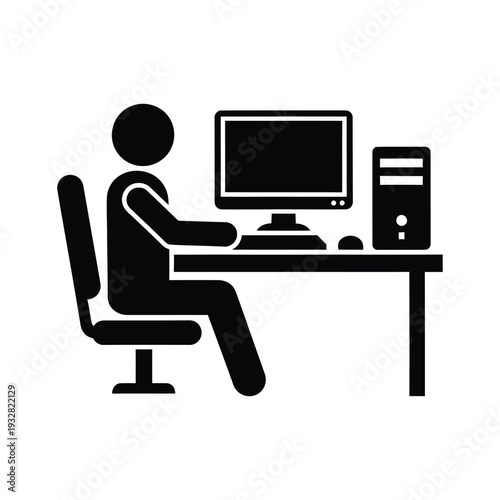 Person Working on Computer at Desk Silhouette woman