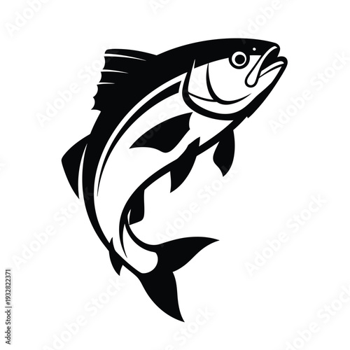 Silhouette of a leaping salmon fish jumping water