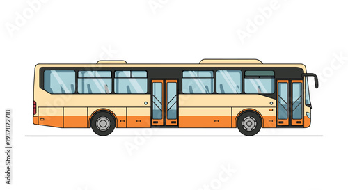 Side view of a modern public transport bus in cream and orange colors used for city commuting and passenger travel.