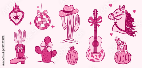 Pink disco cowgirl wild west set.