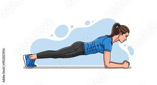Cartoon Woman Performing Plank Exercise in Medical Healthcare Illustration Highlighting Fitness Regimen