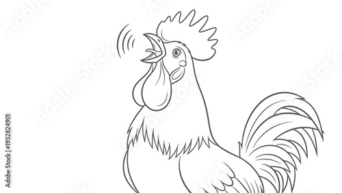 Outline illustration of a rooster crowing