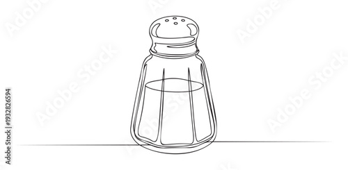 Simple elegant continuous line drawing depicting a classic kitchen salt shaker ideal for cooking educational materials culinary website content and healthy eating campaigns