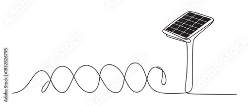 Continuous line drawing illustrating the essential connection between DNA genetics and solar energy technology, perfect for scientific presentations and renewable energy communication.