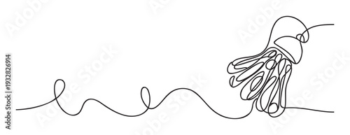 Continuous line drawing of a badminton shuttlecock with a flowing minimalist style perfect for sports branding event promotions and dynamic graphic design projects