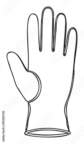 Essential outline drawing of a protective glove, ideal for illustrating concepts of safety, hygiene, and medical care in educational materials, health campaigns, or product packaging.