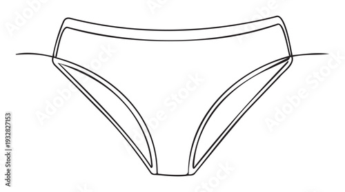 Minimalist continuous line drawing of womens underwear, perfect for intimate apparel branding, lingerie store graphics, or clothing product presentations.
