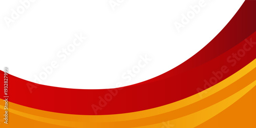 Vibrant red and yellow layered arc background with smooth flowing shapes and clean layout