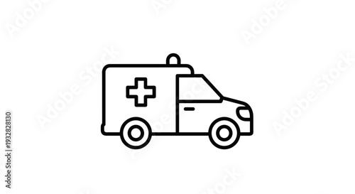 Ambulance Emergency Medical Vehicle Line Art Icon