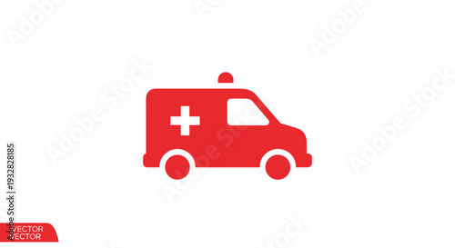 Red Ambulance Emergency Medical Vehicle Flat Icon