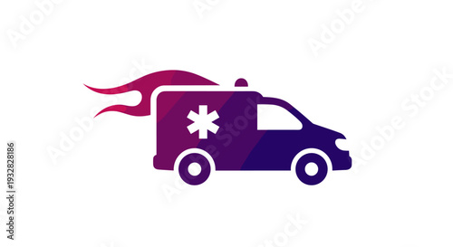 Modern Fast Ambulance Icon for Emergency Medical Service