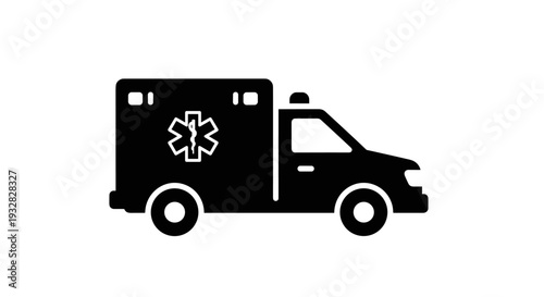 Ambulance Vehicle Icon Silhouette for Emergency Medical Services