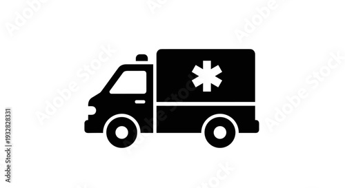 Black Ambulance Icon for Emergency Medical Services