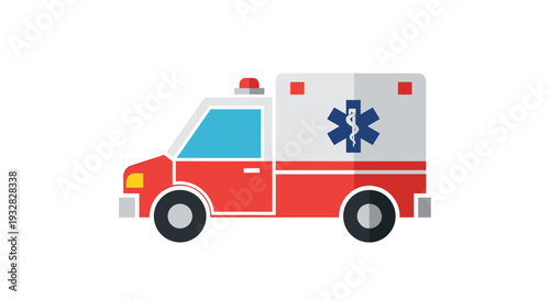 Red Ambulance Emergency Vehicle Flat Design Icon