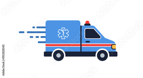 Speeding Ambulance Emergency Medical Service Flat Icon