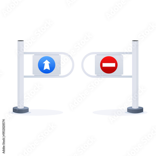 Entry And Exit Control Gate. Vector illustration.