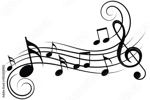 Set of Musical Notes and Clef Symbols. Simple Music Icon Vector Illustration. Educational list with musical notes isolated on white background.