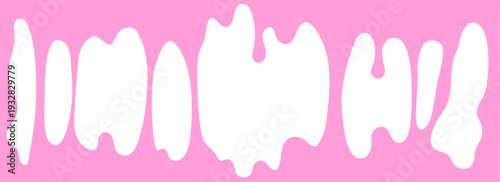 Bubblegum drip border on white background. Melting chewing gum frame with soft wavy edges. Sweet candy slime design.