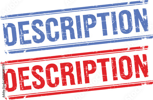 A close-up image of two description stamps on a white background