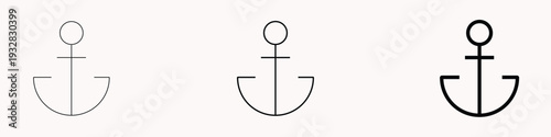 Anchor point outline icon for UI UX design, location marker reference symbol, vector anchor position point, navigation and interface alignment icon