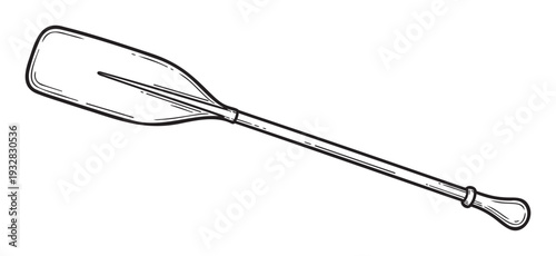 Handdrawn style paddle representing water sports and outdoor recreation, ideal for use in graphic prints, educational materials, or vintagethemed marketing campaigns and adventure content.
