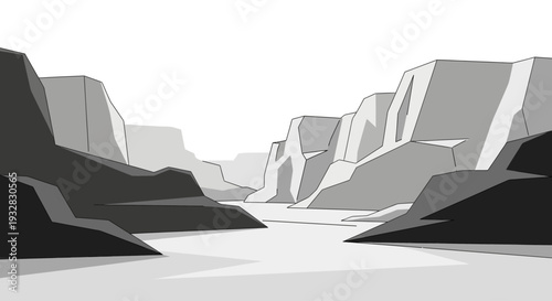 Stylized Grand Canyon River Landscape Illustration