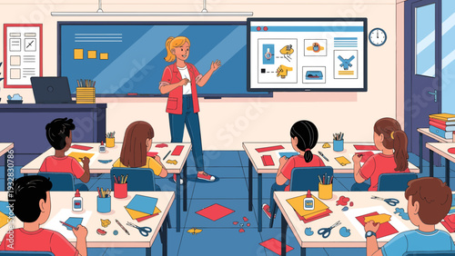 Teacher instructing students in a classroom setting 3.