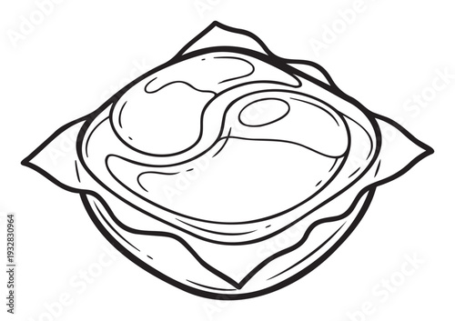 Simple line drawing of a delicious savory dumpling or filled pastry perfect for restaurant menus, food packaging, cooking blog graphics, or culinary themed branding projects