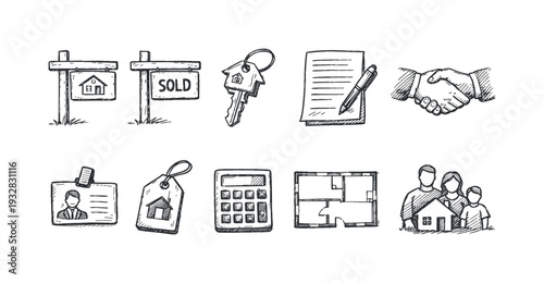 Real estate, housing outline icon set. property, sale, home buying icons outline collection