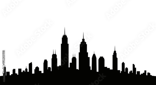 Black City Skyline Silhouette Illustration