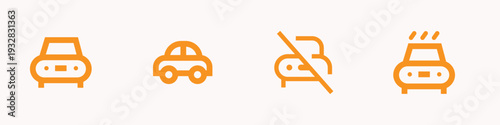 Car icon set for website and UI UX design, modern vector collection with automobile symbols for transport, rental, service and navigation apps