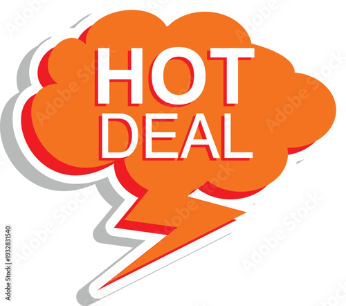 Vibrant orange hot deal advertisement with lightning bolt