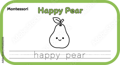 Montessori Happy Pear Learning Card for Kids - Tracing Practice