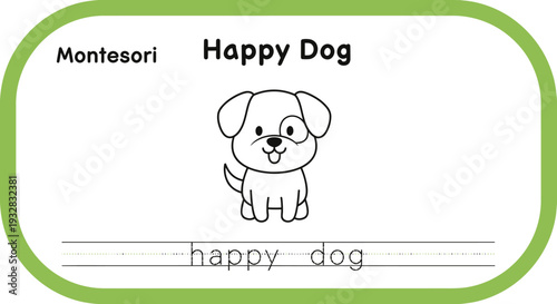 Montessori Happy Dog Coloring Page for Kids