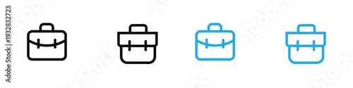 Briefcase icon set in modern vector style, business bag symbols for office, corporate work, career and professional management design concepts