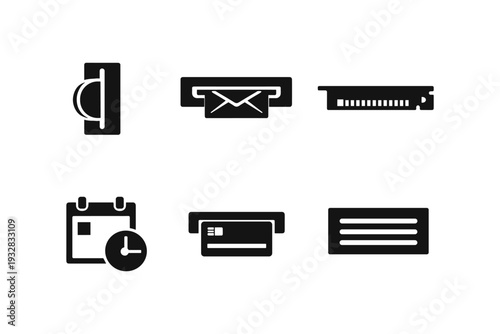 Collection of modern flat icons representing various services and transactions