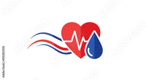 Heart Health and Blood Donation Medical Logo Concept