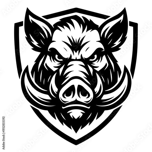 Fierce Wild Boar Shield Mascot