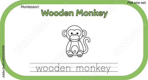 Montessori Wooden Monkey Tracing Activity for Kids - Educational Learning Material