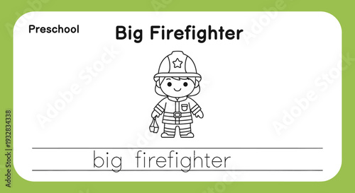 Preschool Big Firefighter Coloring Page for Kids