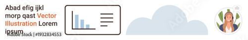 Data analysis, cloud computing, user interface design, digital interaction, business strategy, teamwork. Bar chart, cloud and user portrait. Data analysis and cloud computing visual concept
