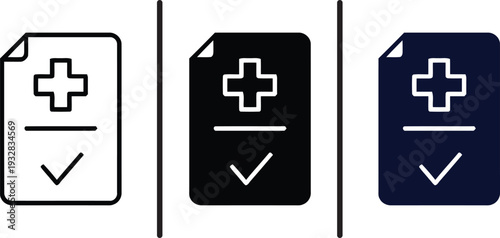 A set of medical document icons in different colors on a white background