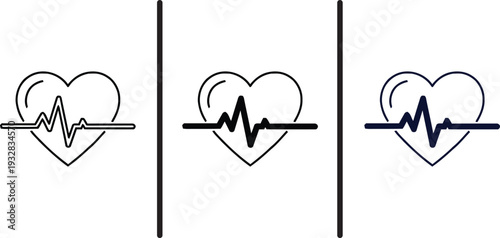 A set of heart rate monitor icons in a simple line style