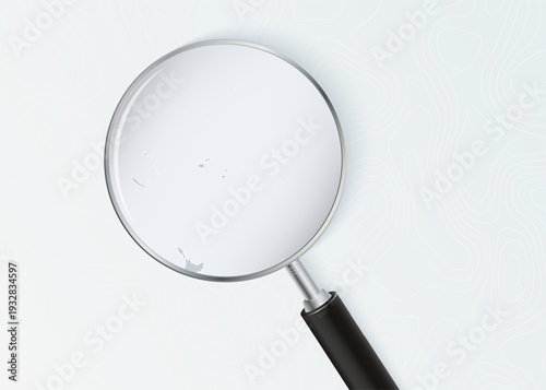 Tonga Map Under Magnifying Glass with National Flag Overlay.