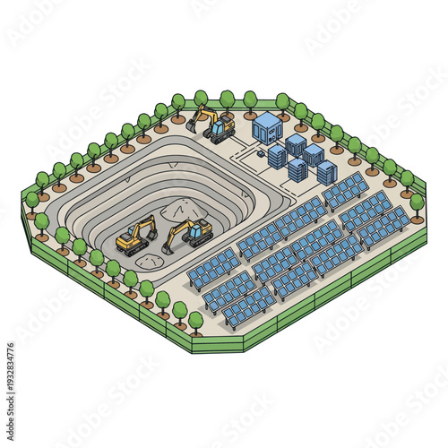 Racing Track Stadium with Grandstands and Paddocks.