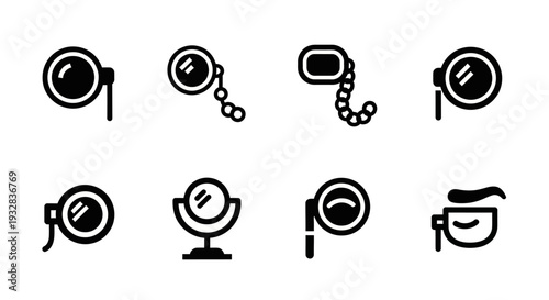 Collection of Magnifying Glasses and Icons Representing Investigation and Inspection in Various Styles on a Neutral Background