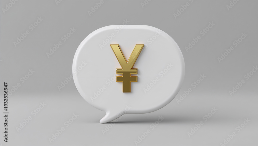 Obraz premium 法人の請求管理を連想させる円記号の吹き出しアイコン3DCG