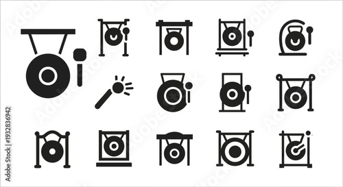 Collection of drum icons in various stages displayed in a grid layout