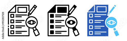 Lens Examination Icon Collection Glyph & Mixed Style 