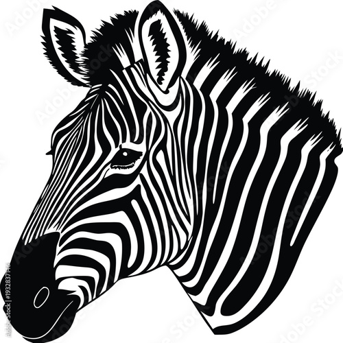 Black and white zebra head vector illustration